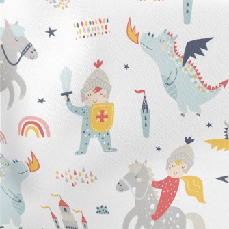 Baby Warrior And Dragon Castle Lightweight Cotton Poplin