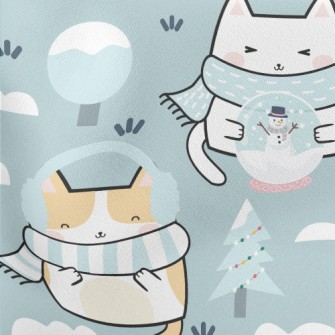 Cat In Cold Winter Lightweight Cotton Poplin