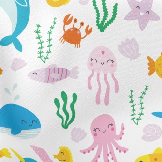 Happy Marine Life Lightweight Cotton Poplin