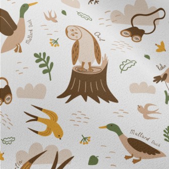 Various Cute Birds Chiffon