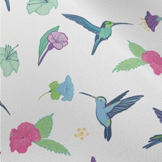 Colorful Hummingbirds And Flow Chiffon