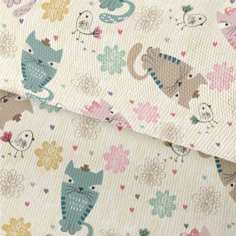 Colorful Cat And Line Bird Waterproof Oxford