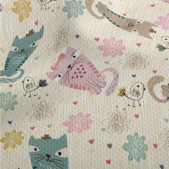 Colorful Cat And Line Bird Athletic Mesh Flat Back