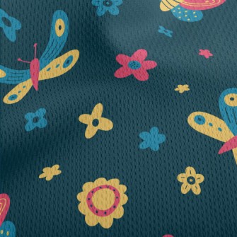 Colorful Butterfly Flowers Athletic Mesh Flat Back