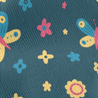 Colorful Butterfly Flowers Standard Corduroy
