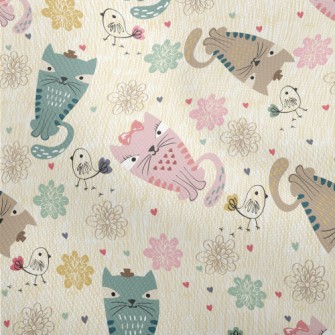 Colorful Cat And Line Bird Dobby