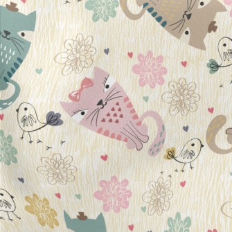 Colorful Cat And Line Bird Stretch Ponte