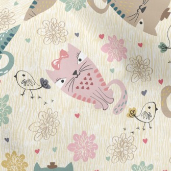 Colorful Cat And Line Bird Micro Fleece