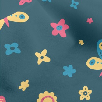 Colorful Butterfly Flowers Micro Fleece