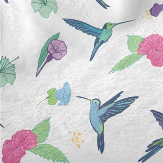 Colorful Hummingbirds And Flow Minky
