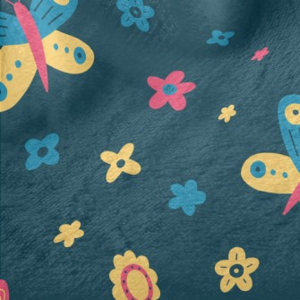 Colorful Butterfly Flowers Minky