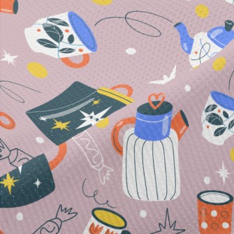 Teapots Of Various Shapes Piqué