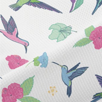 Colorful Hummingbirds And Flow Piqué