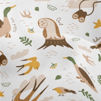 Various Cute Birds Lightweight Performance Linen