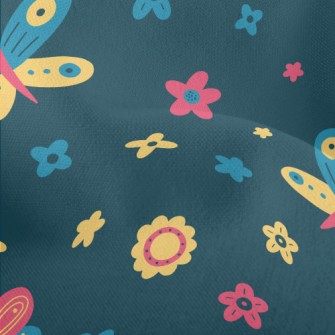 Colorful Butterfly Flowers Lightweight Performance Linen