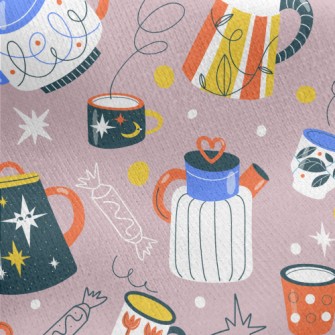 Teapots Of Various Shapes Jersey Backed Fleece