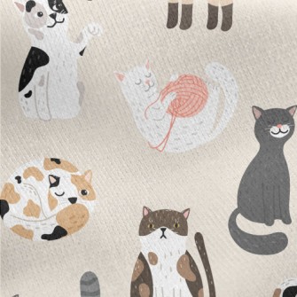 Various Cute Cats Jersey Backed Fleece