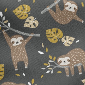 Happy Tree Sloth Jersey Backed Fleece