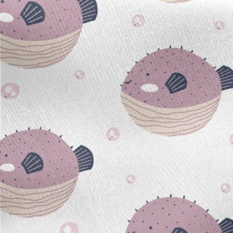 Purple Round Pufferfish Jersey Backed Fleece