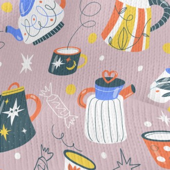 Teapots Of Various Shapes Stretch Jersey