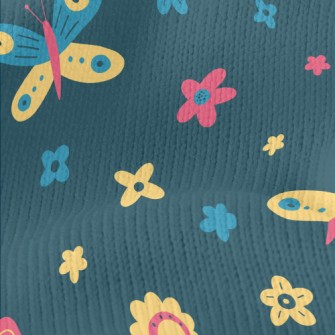 Colorful Butterfly Flowers Stretch Jersey