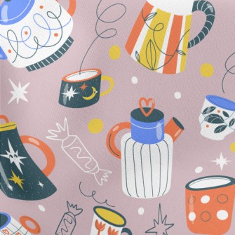 Teapots Of Various Shapes Lightweight Cotton Poplin