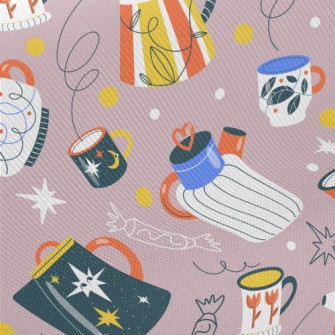 Teapots Of Various Shapes Midweight Cotton Poplin