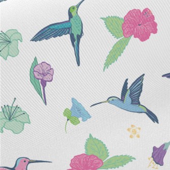 Colorful Hummingbirds And Flow Midweight Cotton Poplin