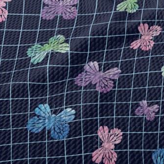 Colorful Butterfly Rubbings Birdseye Piqué
