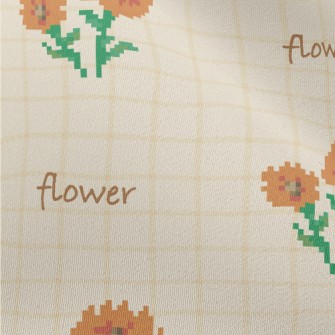 Pixel Orange Flowers Chiffon