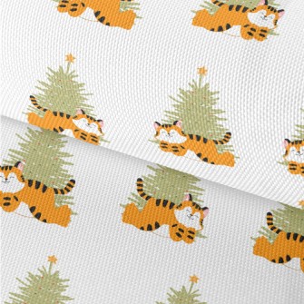 Chubby Tiger And Christmas Tre Waterproof Oxford