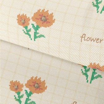 Pixel Orange Flowers Waterproof Oxford