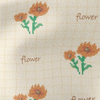 Pixel Orange Flowers Waterproof Canvas