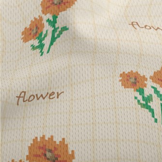 Pixel Orange Flowers Athletic Mesh Flat Back
