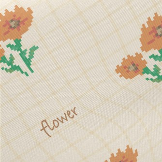 Pixel Orange Flowers Twill