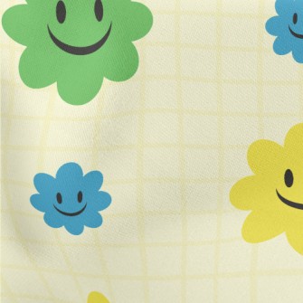 Brightly Colored Smiling Flowe Stretch Ponte