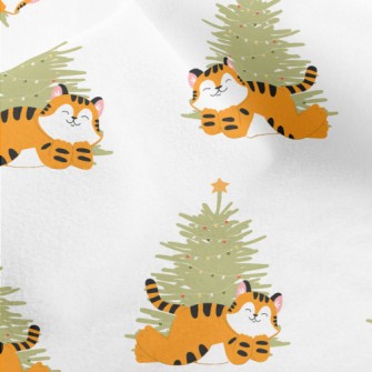 Chubby Tiger And Christmas Tre Micro Fleece