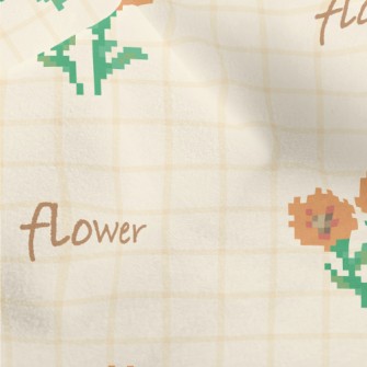 Pixel Orange Flowers Micro Fleece