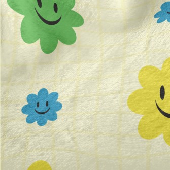 Brightly Colored Smiling Flowe Minky