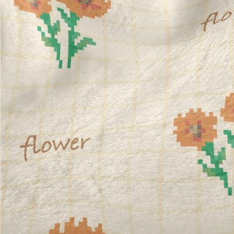 Pixel Orange Flowers Minky