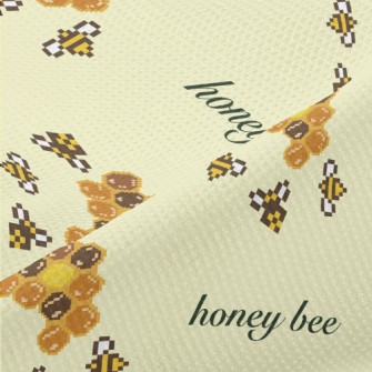Pixel-art Bees And Honeycombs Piqué