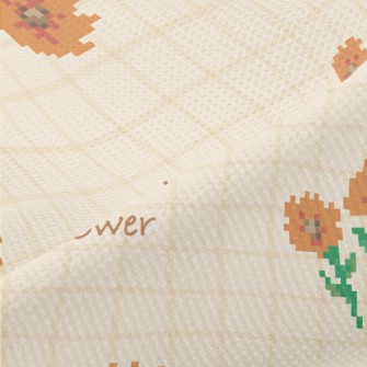 Pixel Orange Flowers Piqué