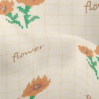 Pixel Orange Flowers Lightweight Performance Linen
