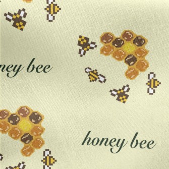 Pixel-art Bees And Honeycombs Jersey Backed Fleece