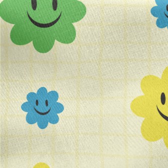 Brightly Colored Smiling Flowe Jersey Backed Fleece
