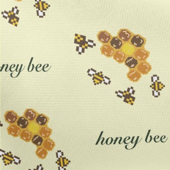 Pixel-art Bees And Honeycombs Pongee