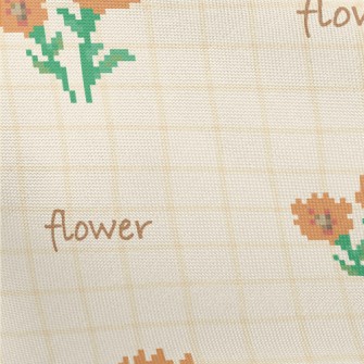 Pixel Orange Flowers Pongee