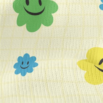 Brightly Colored Smiling Flowe Stretch Jersey