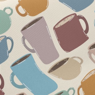 Various Colorful Mugs Midweight Cotton Poplin