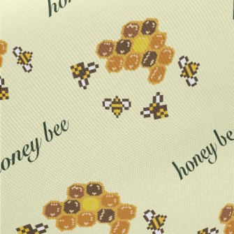 Pixel-art Bees And Honeycombs Midweight Cotton Poplin